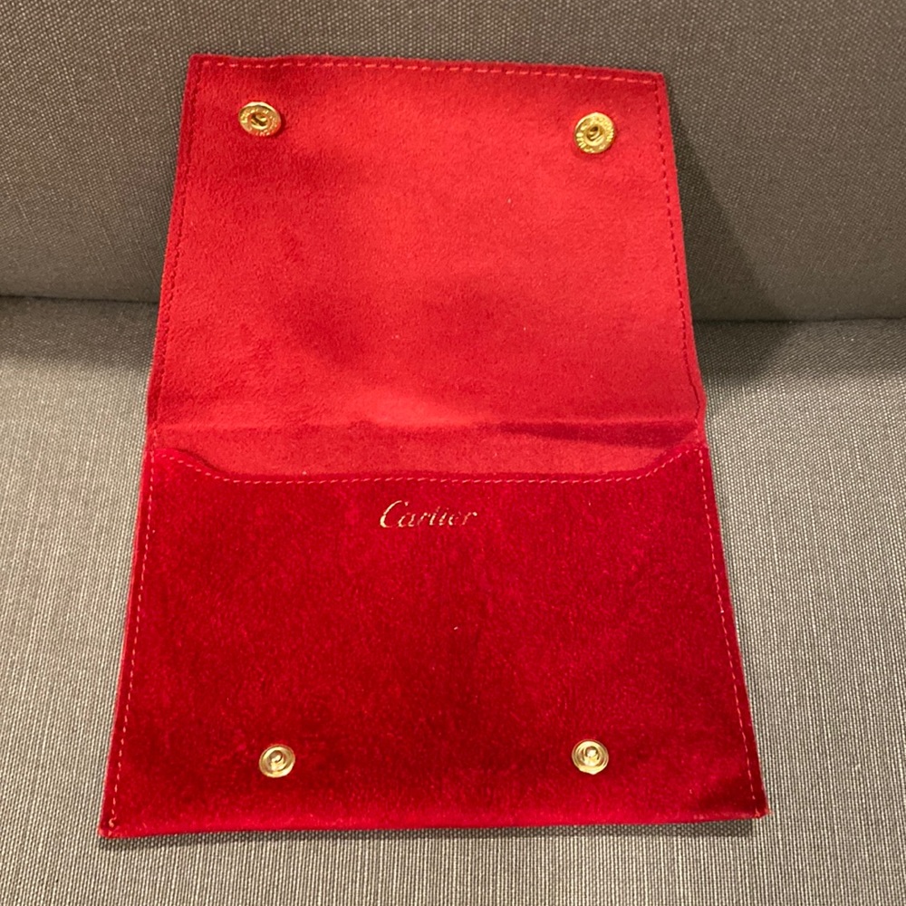 AUTHENTIC CARTIER RED VELVET SUEDE JEWELRY/EYEGLASSES POUCH   6" X 4.2" INCHES